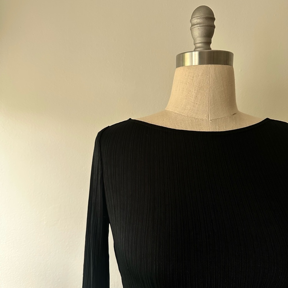 PAIGE Black Boat Neck Long Sleeve Top